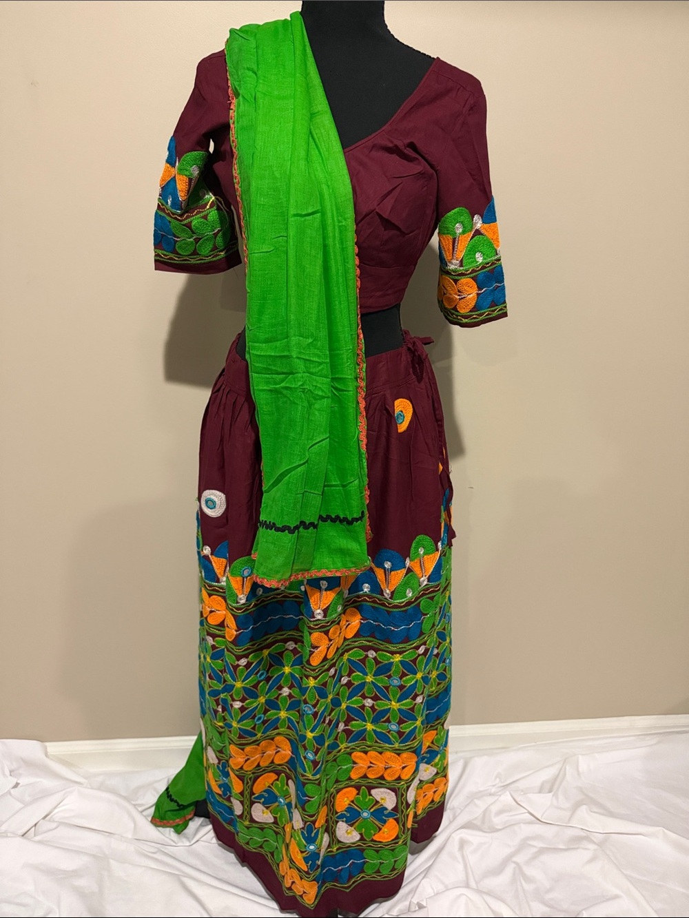 Bright Green Traditional Garba Navratri Chaniya Choli Lehenga